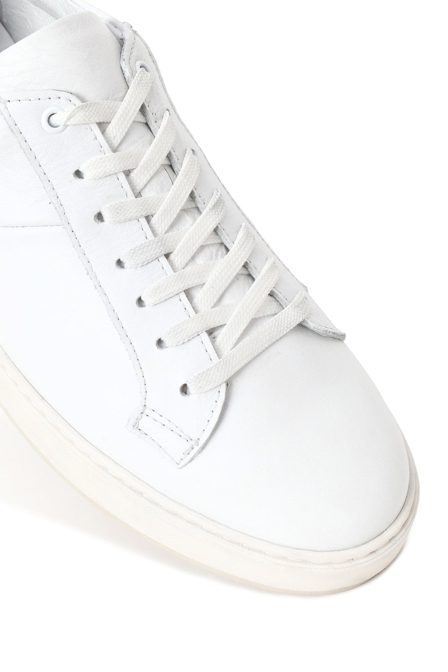 Erkek Beyaz Bağcıklı Deri Sneaker