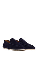Men's Navy Blue Suede Leather Loafer | Derimod