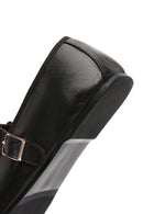 Women's Black Buckle Leather Ballerinas | Derimod
