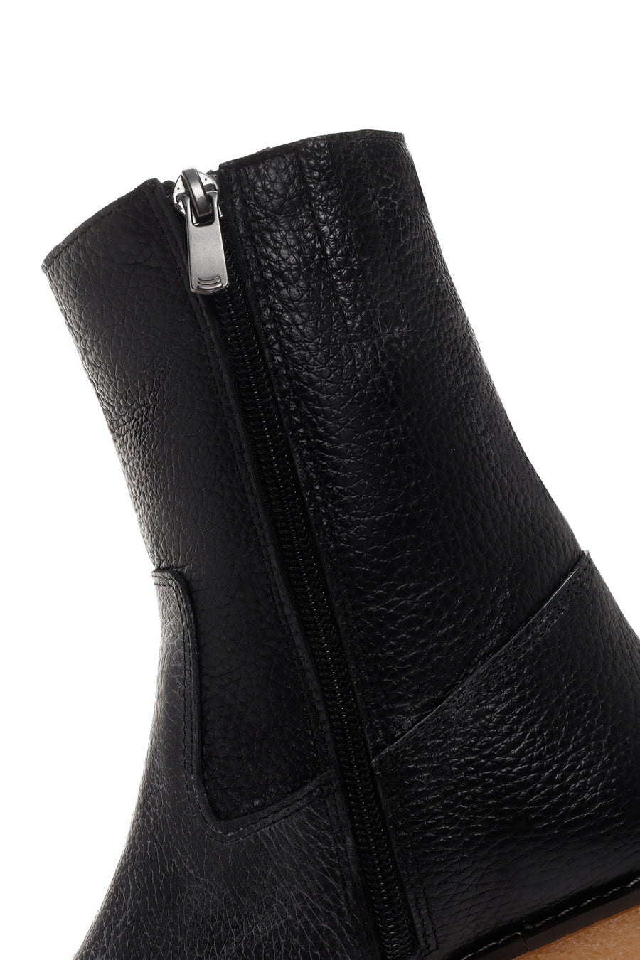 Women's Black Leather Zippered Heeled Boots