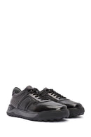 Erkek Siyah Bağcıklı Deri Casual Sneaker | Derimod