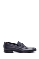 Men's Navy Blue Leather Perforated Loafer | Derimod