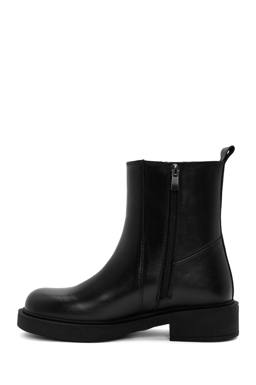 Women's Black Zippered Leather Boots