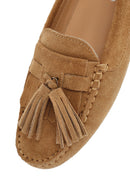 Women's Camel Tassel Suede Leather Loafer | Derimod