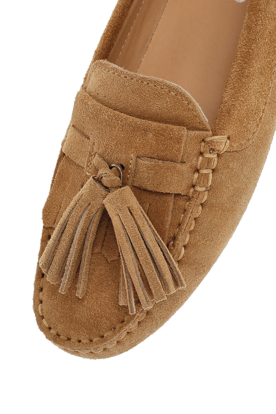 Women's Camel Tassel Suede Leather Loafer