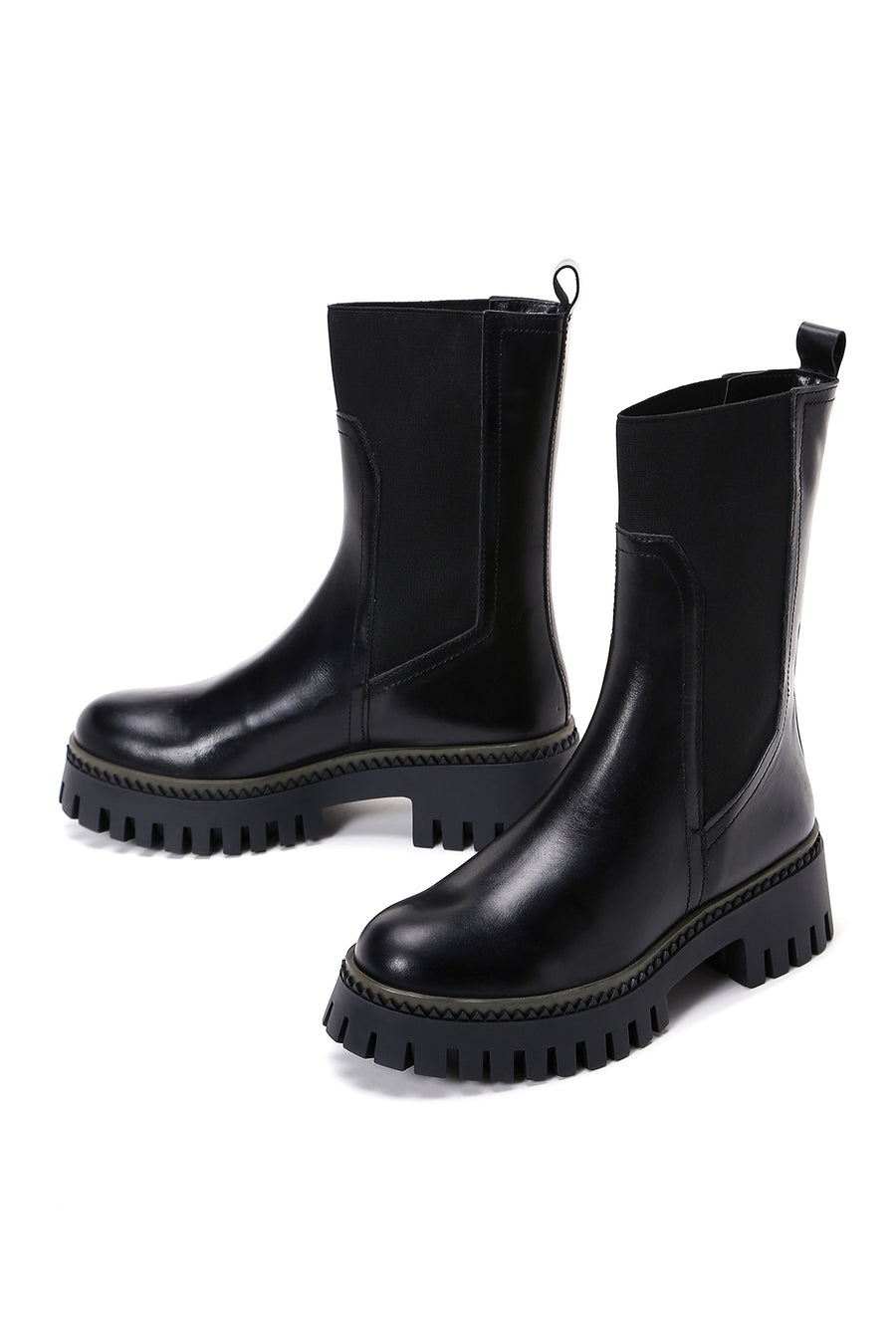 Women's Black Leather Chelsea Boots