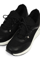 Women's Black Lace-Up Wedge Heel Sneakers | Derimod