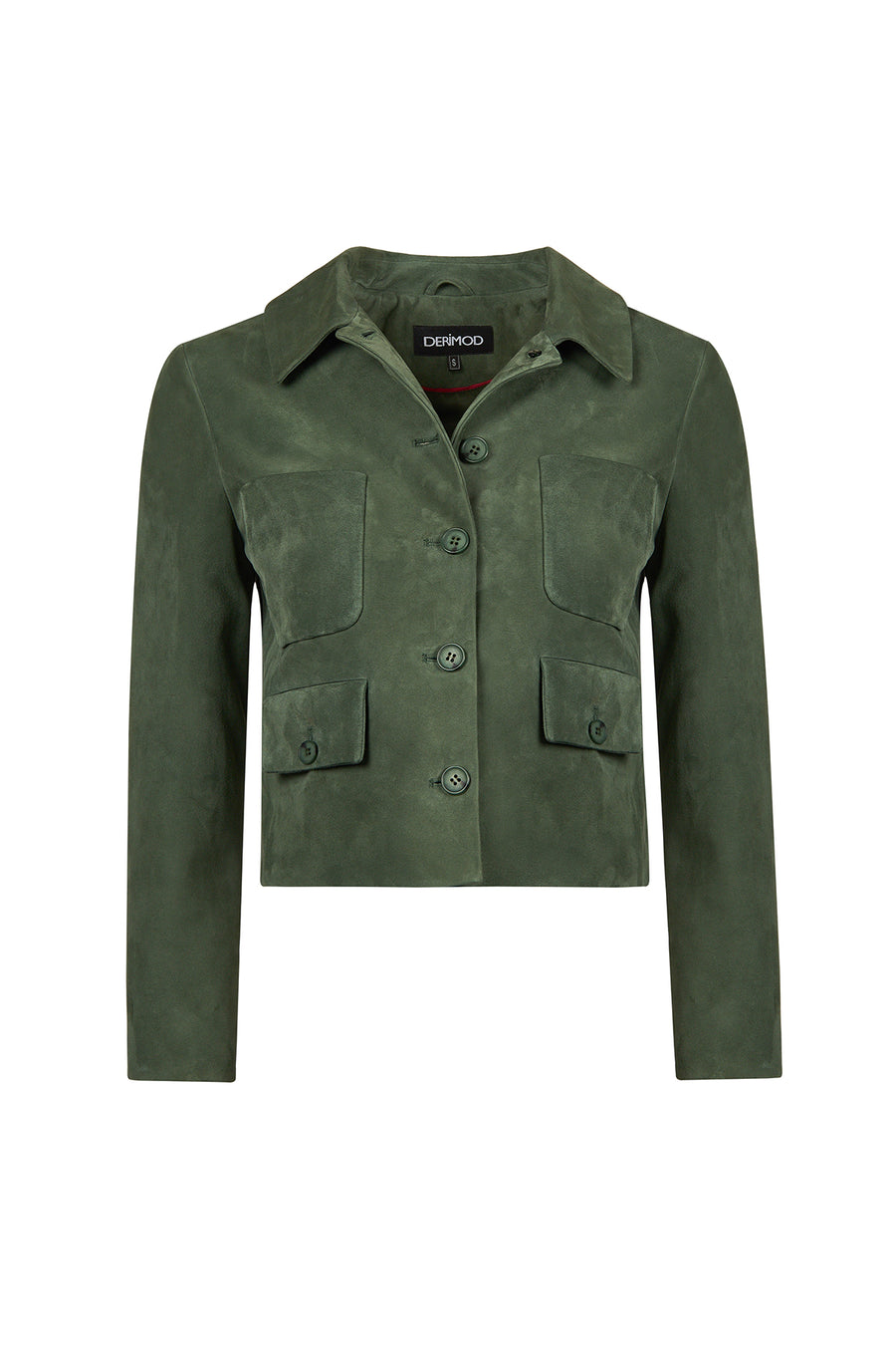 Cassandra Kadın Yeşil Slim-Fit Süet Deri Ceket