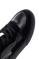 Women's Black Thick Sole Furry Leather Sneaker | Derimod