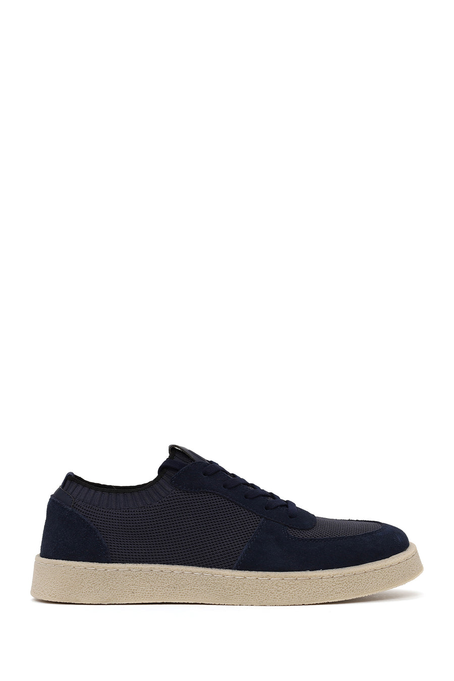 Erkek Lacivert Bağcıklı Süet Deri Sneaker WM68006565 | Derimod