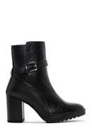 Women's Black Buckle Heeled Boots | Derimod