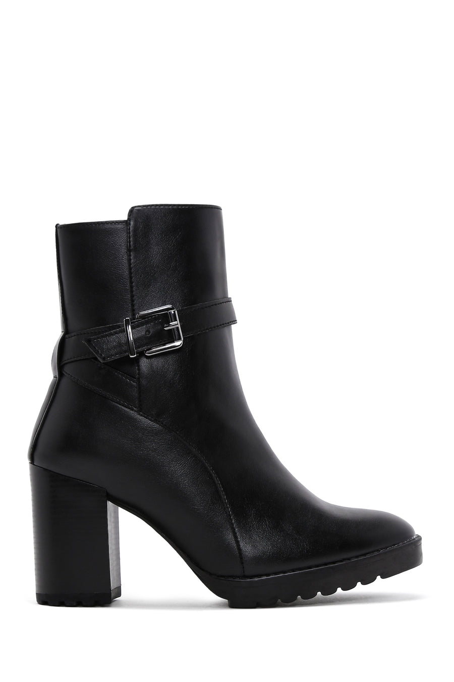Women's Black Buckle Heeled Boots 23WFE253918 | Derimod