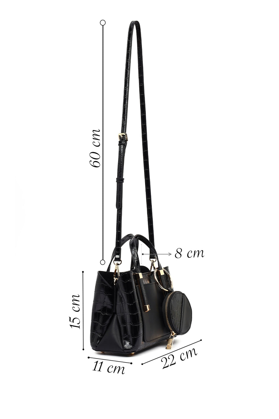Women's Black Long Strap Mini Classic Handbag