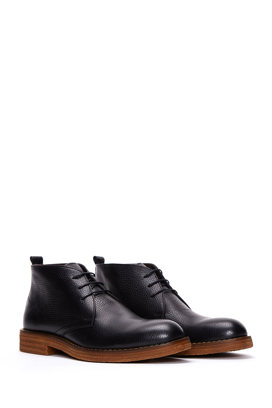Men's Black Lace-Up Leather Casual Boots