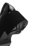 Women's Black Leather Patent Leather Masculine Loafer | Derimod