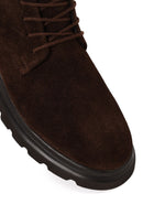 Male Brown Lace-up Thick-Soled Suede Casual Boots | Derimod