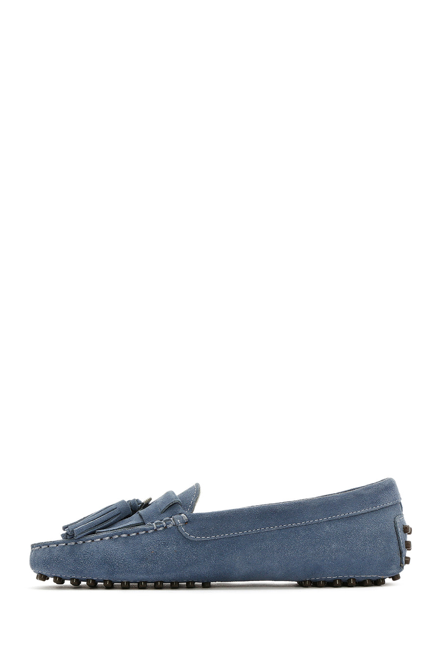 Women's Blue Tassel Suede Leather Loafer