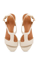 Women's Cream Ankle Strap Chunky Heel Sandals | Derimod