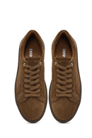 Erkek Taba Bağcıklı Deri Sneaker | Derimod