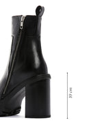 Women's Black Zipper Heeled Leather Boots | Derimod