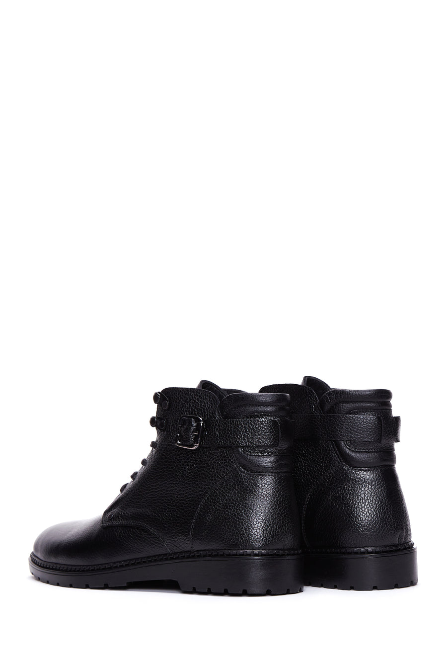 Men's Black Leather Zippered Boots