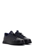 Men's Navy Blue Lace-Up Leather Sneaker | Derimod