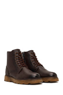 Men's Brown Zippered Thick-Soled Leather Boots | Derimod