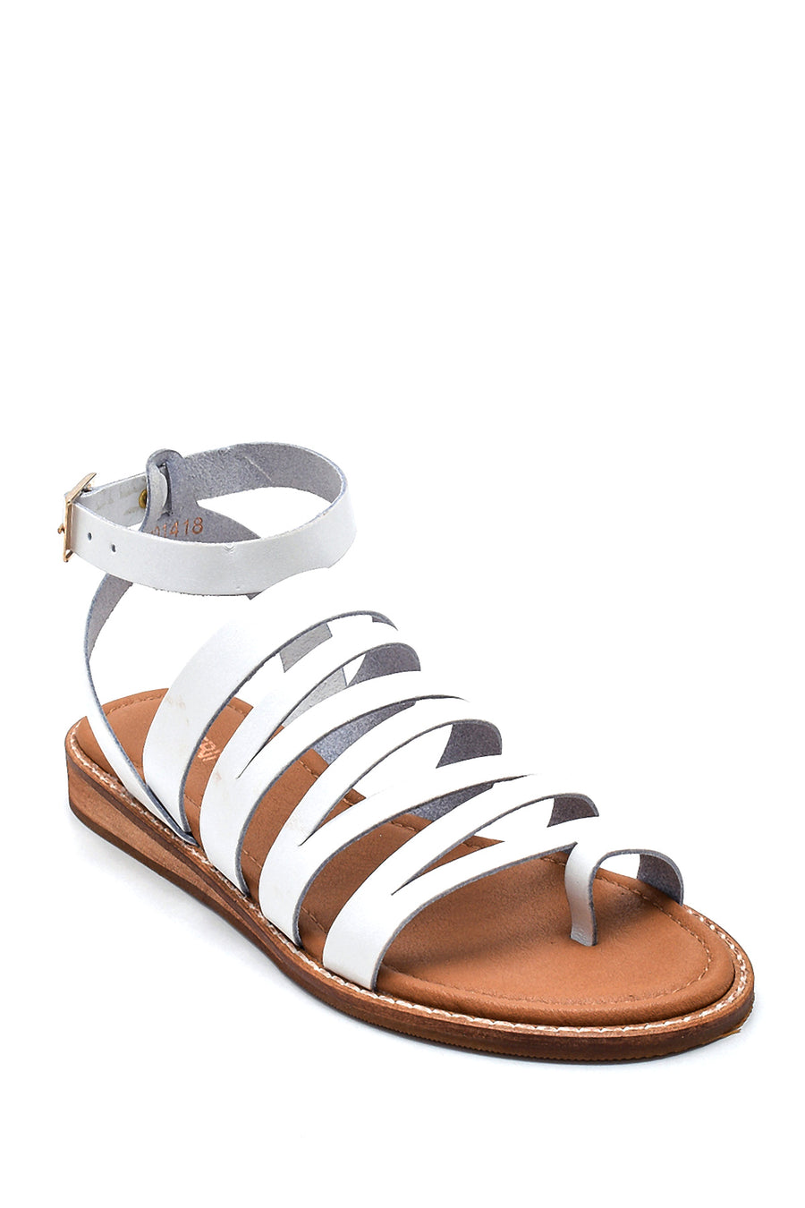 Women's Casual Leather Sandals with Flip Flop Detail