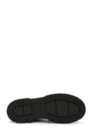Women's Black Zippered Thick-Soled Leather Boots | Derimod