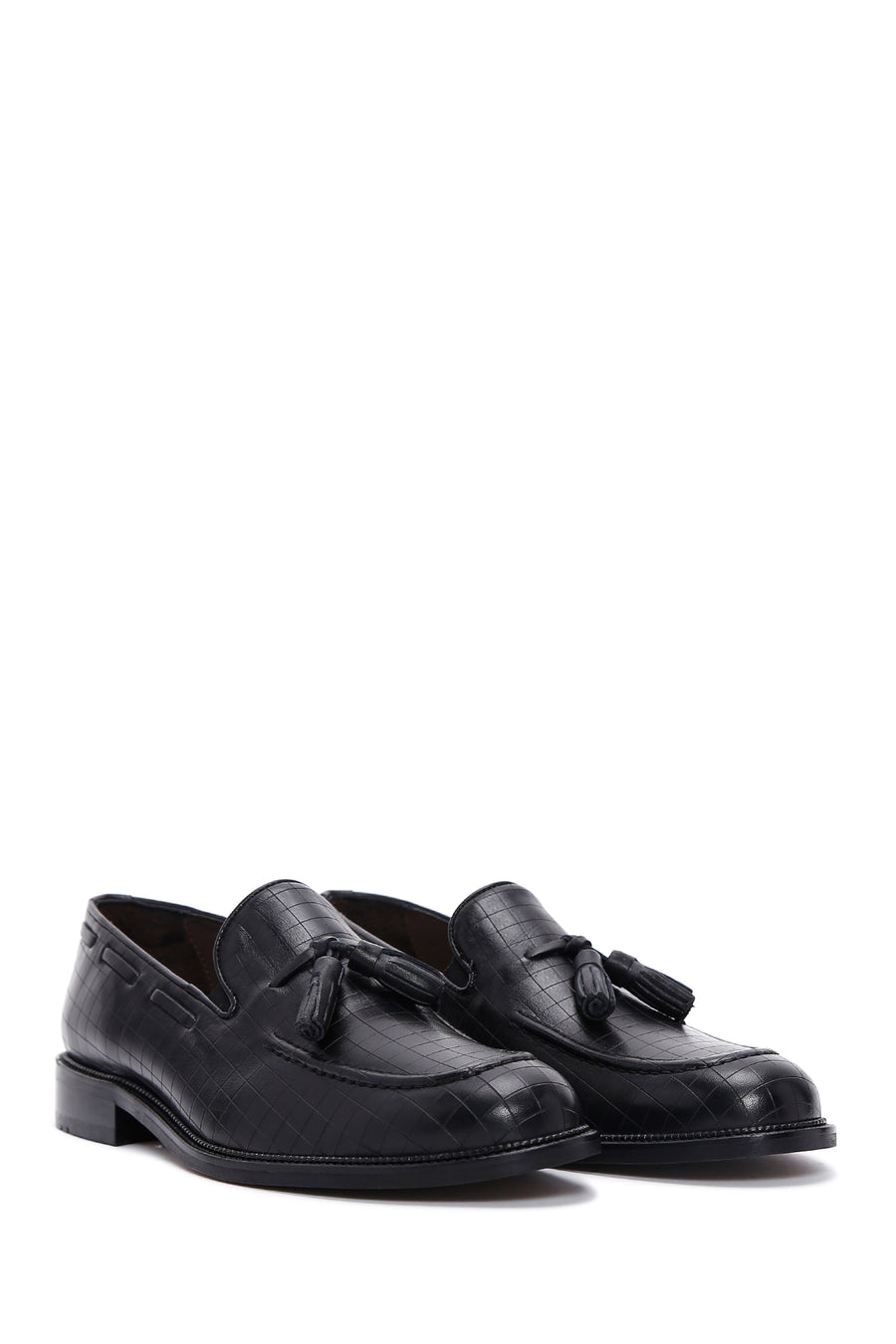 Men's Black Leather Tasseled Classic Loafer