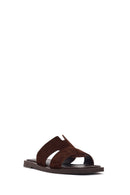 Women's Brown Suede Leather Slippers | Derimod