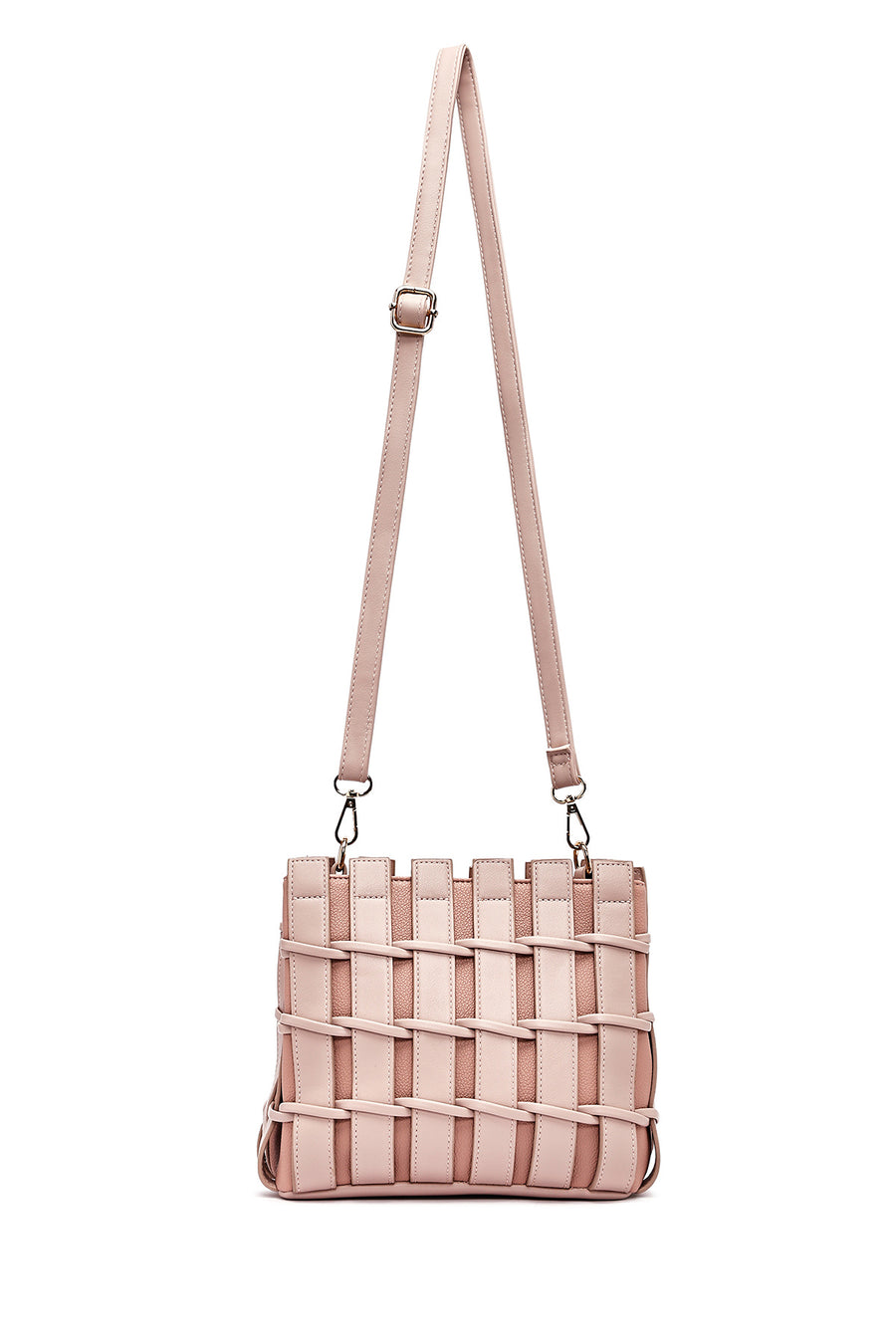 Women's Pink Long Strap Knitted Shoulder Bag