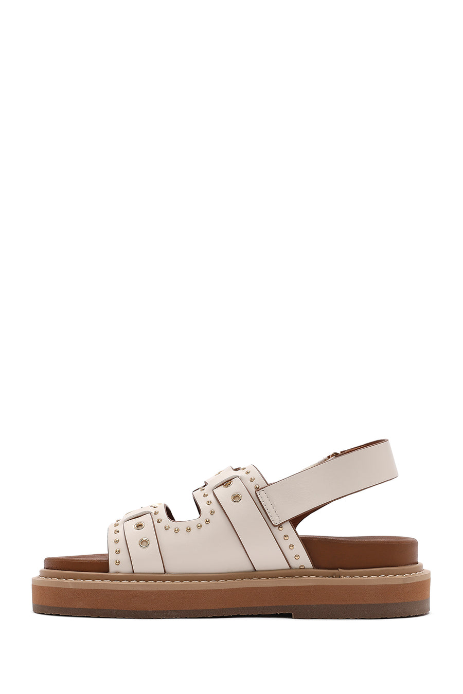 Women's Cream Buckled Thick Soled Sandals