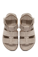 Women's Cream Thick Soled Suede Leather Sandals | Derimod