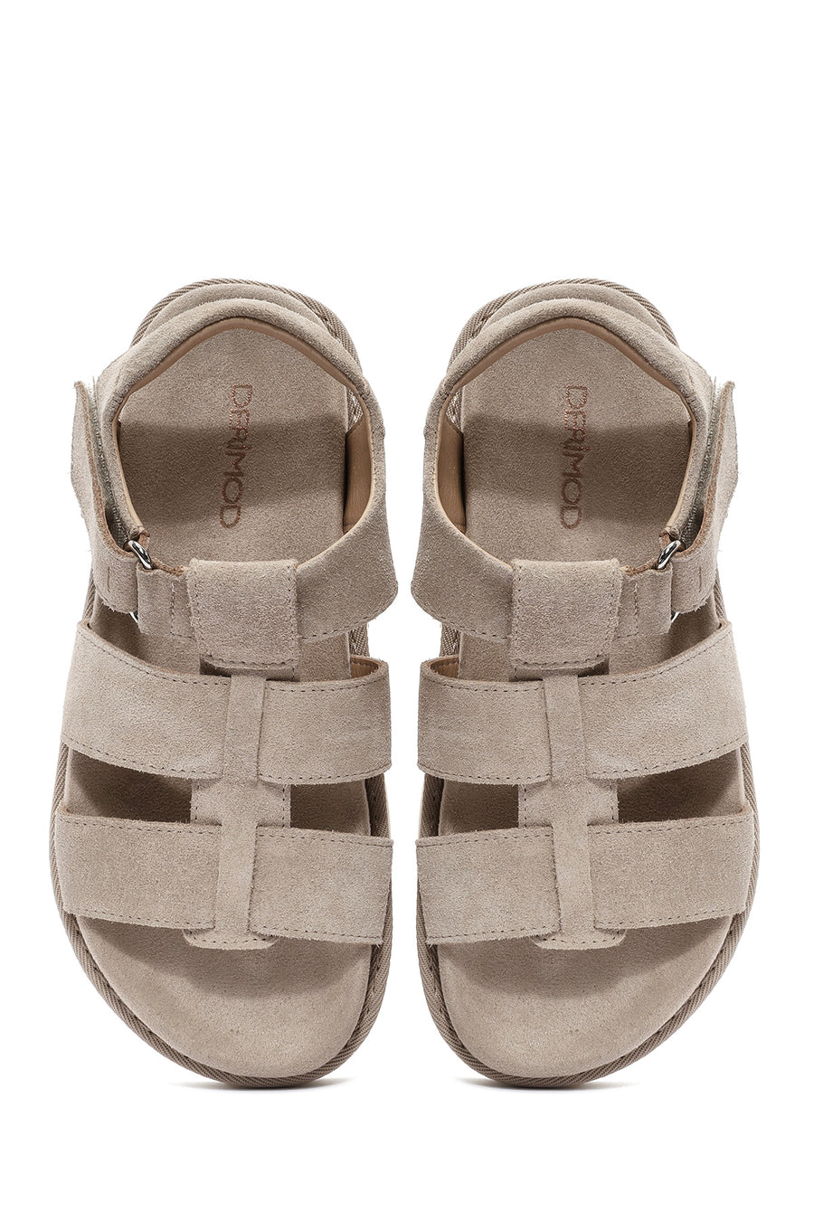 Women's Cream Thick Soled Suede Leather Sandals
