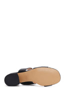 Women's Black Short Thick Heeled Slippers | Derimod
