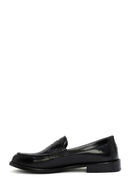 Women's Black Leather Masculine Loafer | Derimod
