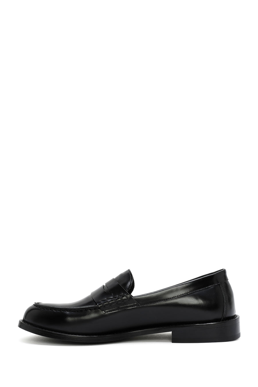 Women's Black Leather Masculine Loafer