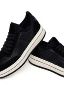 Male Black Lace-Up Thick-Soled Leather Sneaker | Derimod