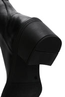 Women's Black Leather Zippered Heeled Boots | Derimod