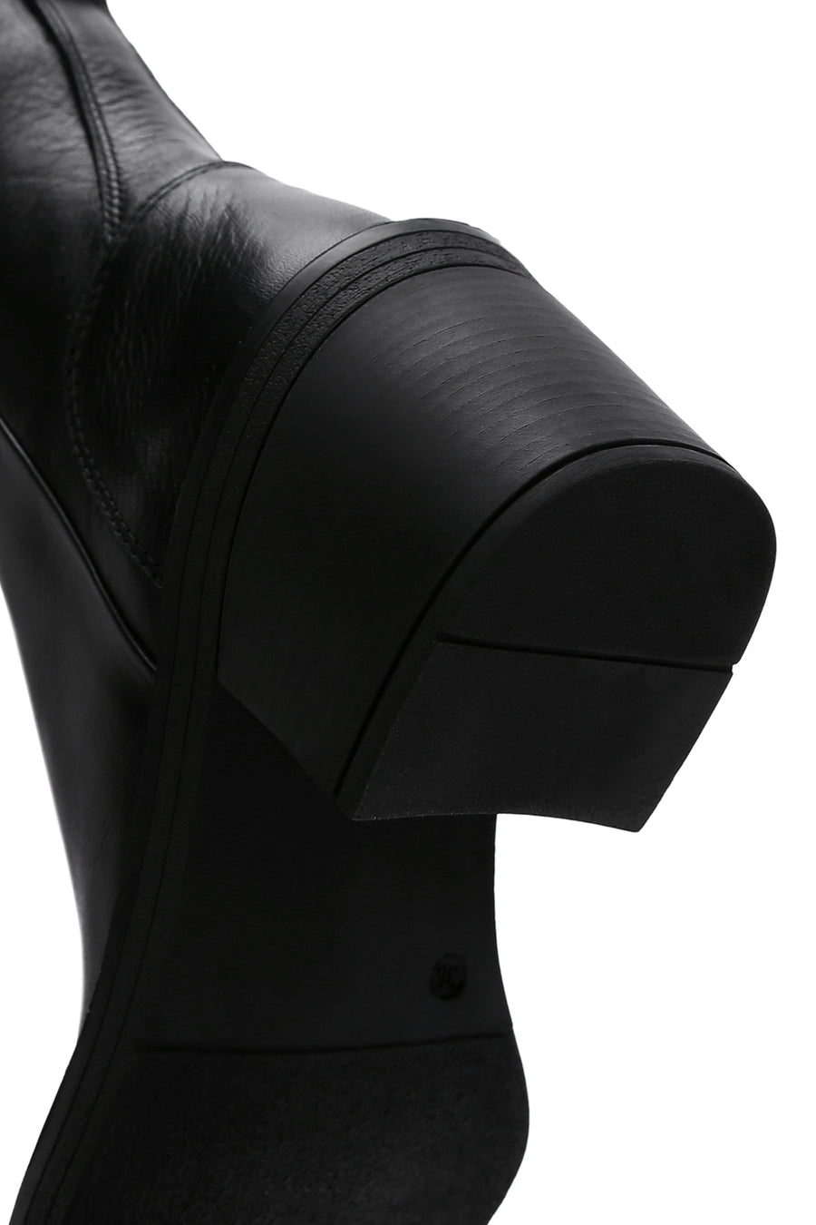 Women's Black Leather Zippered Heeled Boots