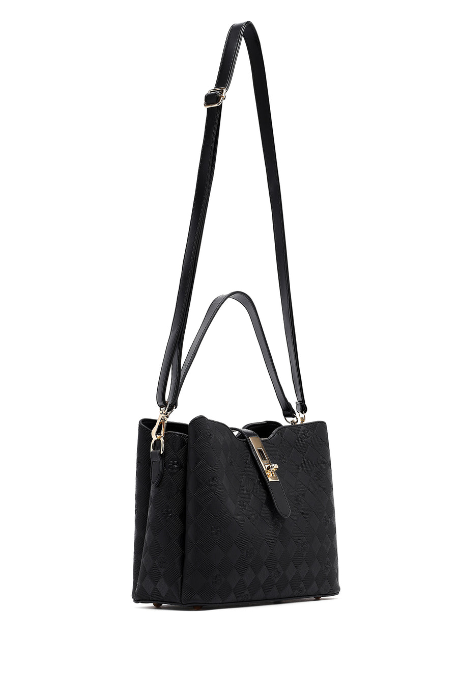 Women's Black Long Strap Printed Classic Shoulder Bag