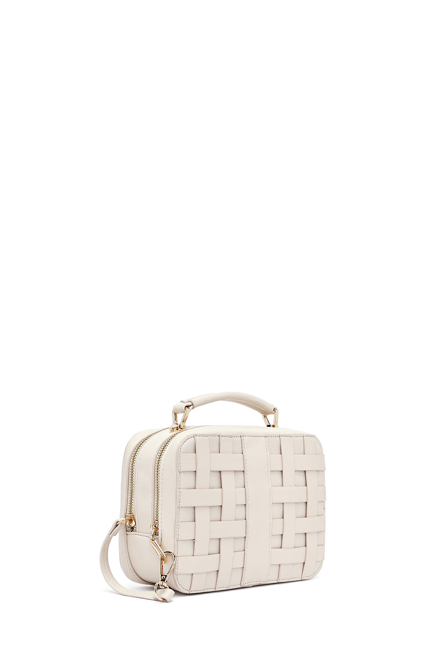 Women Beige Long Strap Woven Crossbody Bag