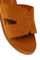 Woman Tan Suede Leather Slippers | Derimod