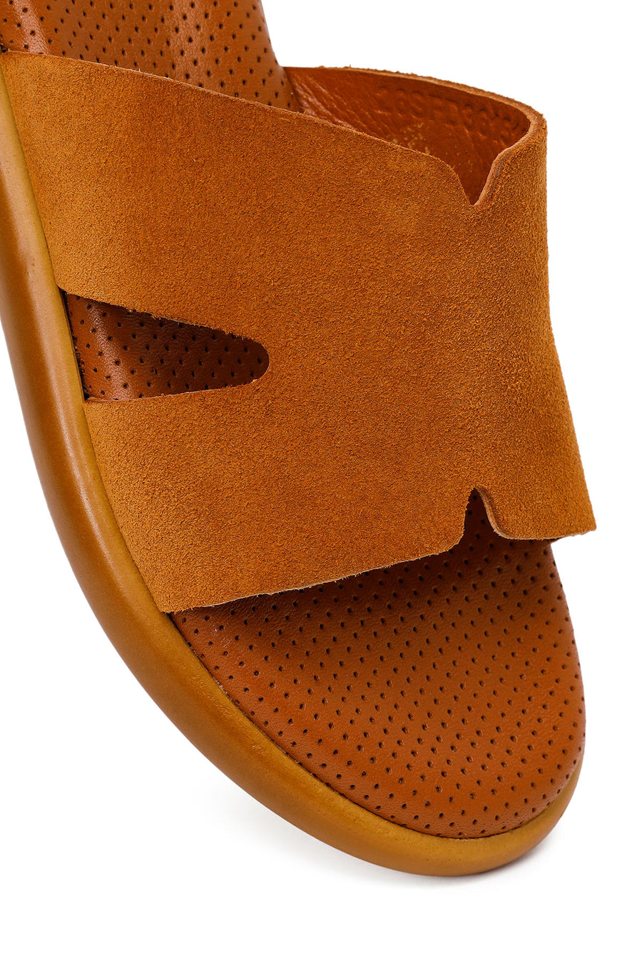 Woman Tan Suede Leather Slippers