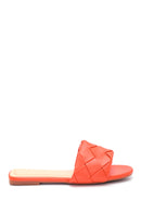 Women's Red Braided Flat Slippers | Derimod