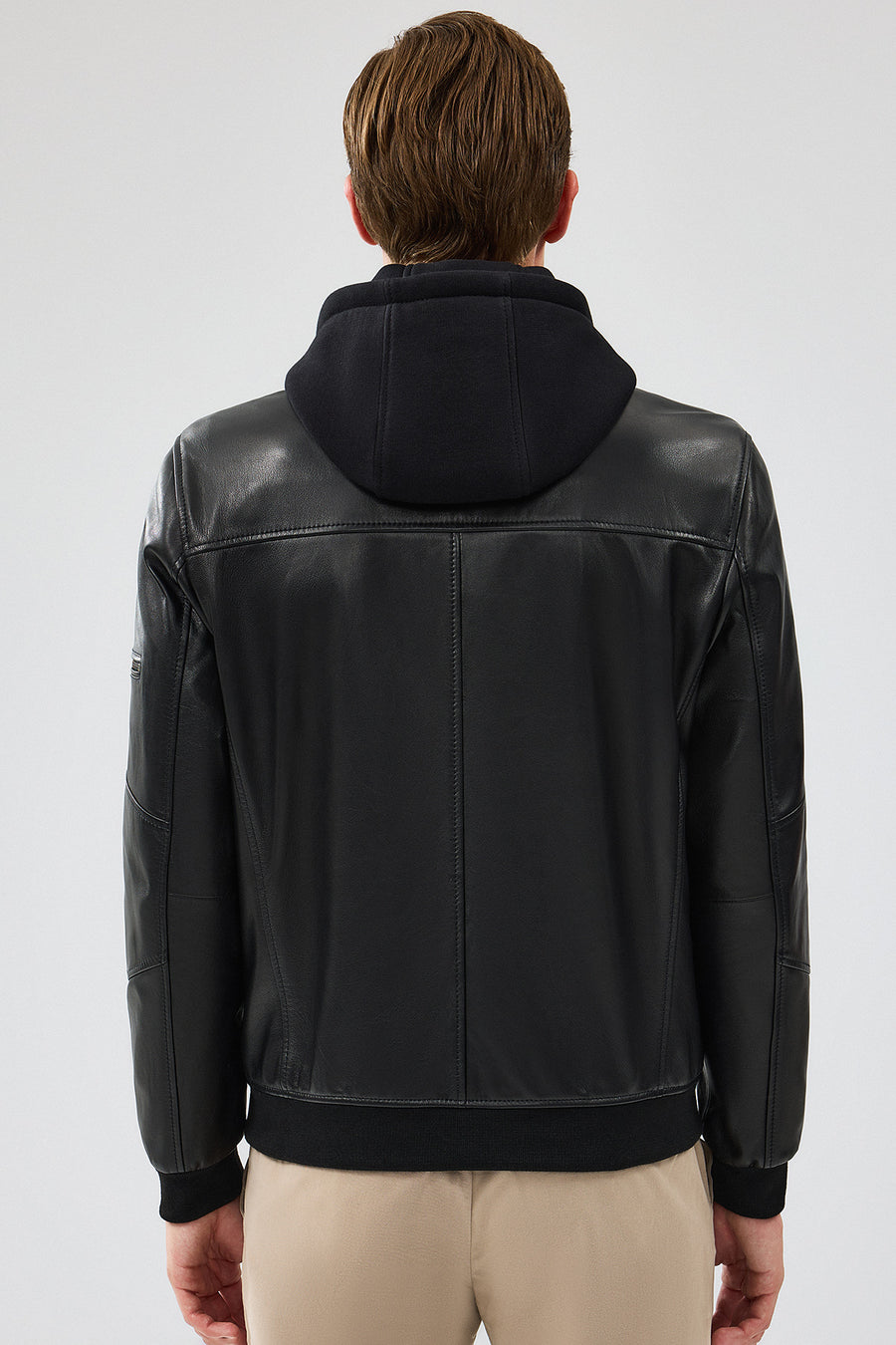 Niko Men's Black Hooded Leather Jacket