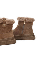 Woman Mink Zip Closure Thick-Soled Suede Teddy Boots | Derimod