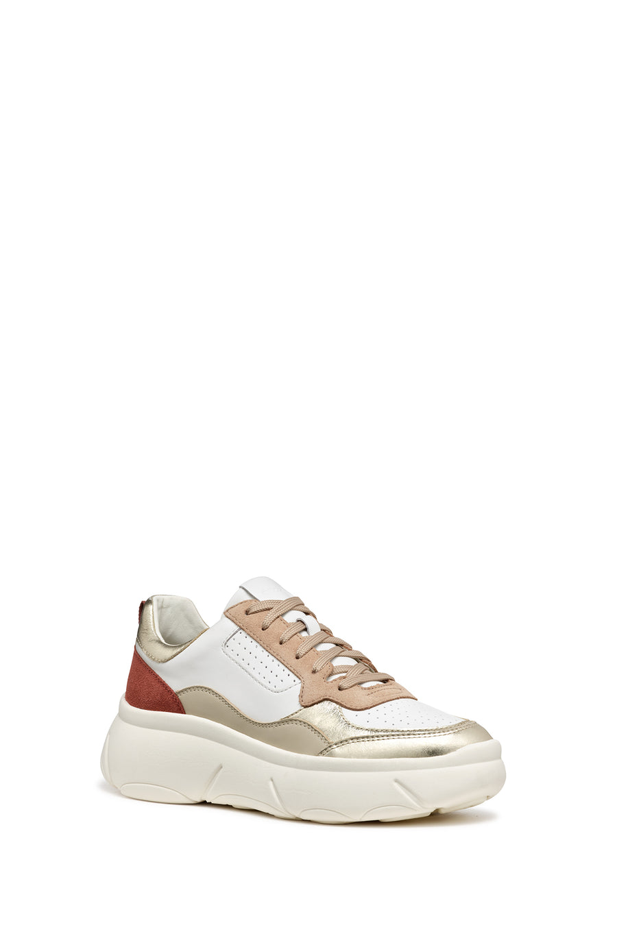 Geox Kadın Beyaz Nebula 2.0 X Bağcıklı Kalın Taban Deri Sneaker