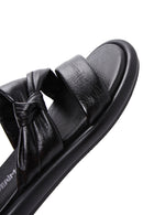Women's Black Leather Comfort Slippers | Derimod